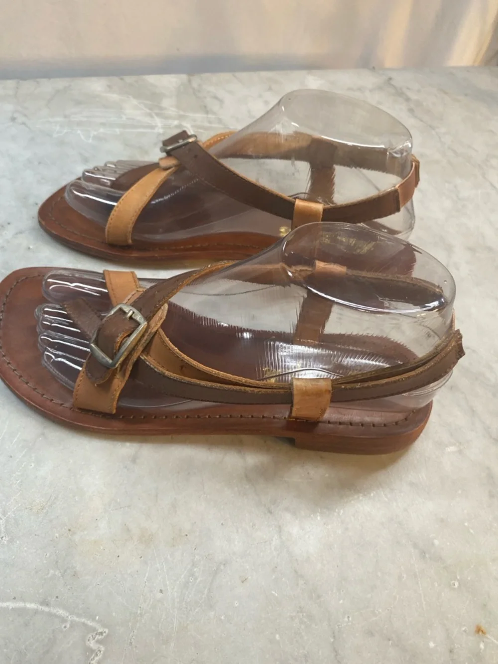 Free People Two-Tone Brown Leather Sandals - Picture 4 of 5